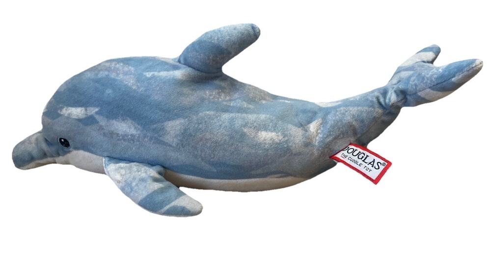 Douglas Benny Dolphin Plush Stuffed Animal White Blue Sea Creature Cuddle Toys
